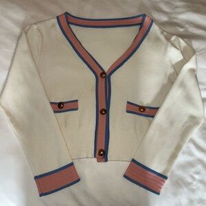 Women's Cardigan with Pink & Blue Trim